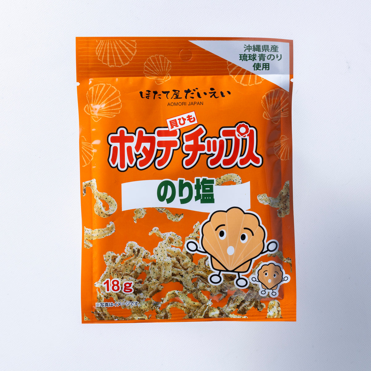 ホタテ貝ひもチップス　のり塩（内容量：18g）【常温】