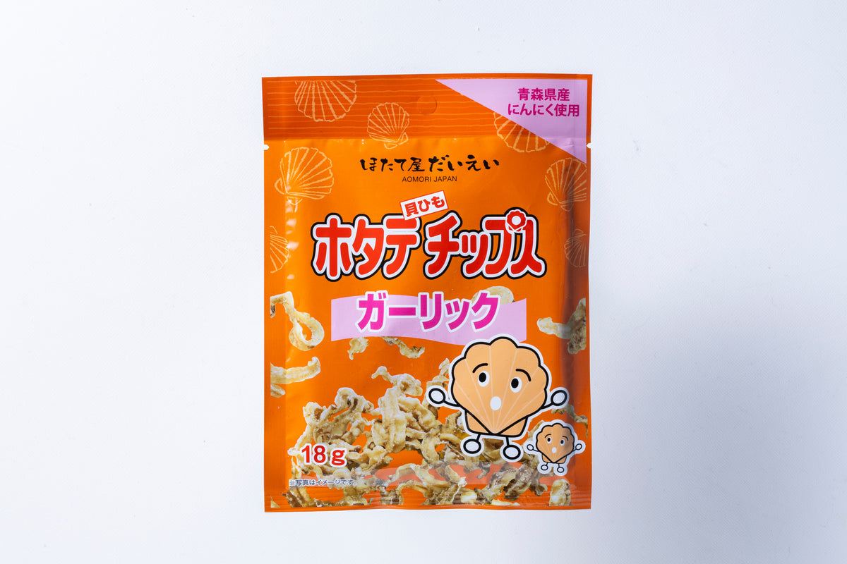 【まとめ買い】ホタテ貝ひもチップス　カートン　ガーリック x 12袋セット【常温】