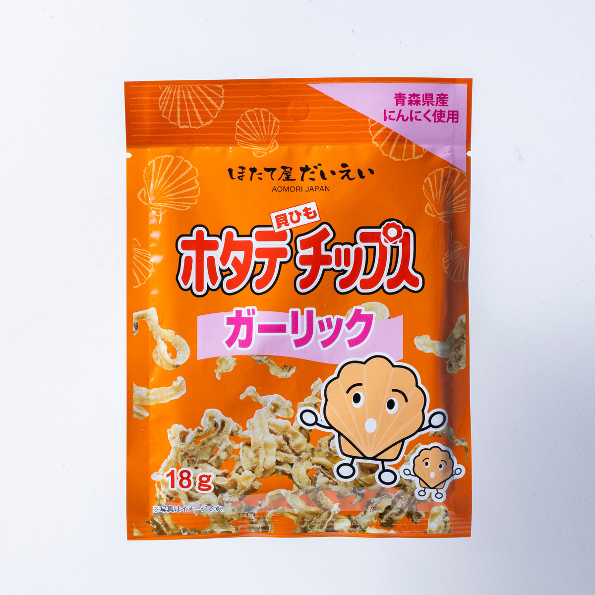 ホタテ貝ひもチップス　ガーリック（内容量：18g）【常温】
